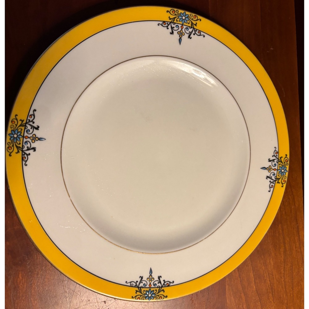 Morgan Belleek John Wanamaker Yellow Art Deco Floral Porcelain Salad Plate 8.5"